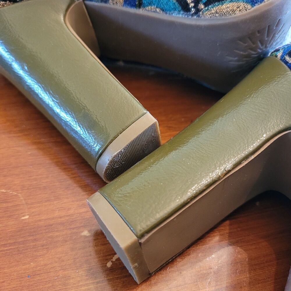 naughty monkey Olive Green Multicolor Patterned Peep-Toe Block Heels - Picture 12 of 13